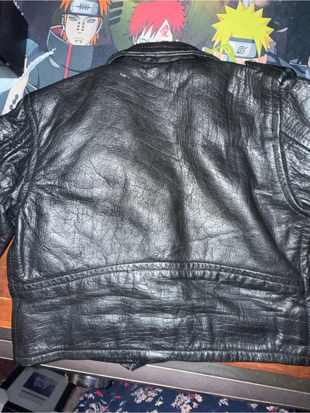 UNIK International Youth Small Genuine Leather Black Motorcycle Biker Jacket